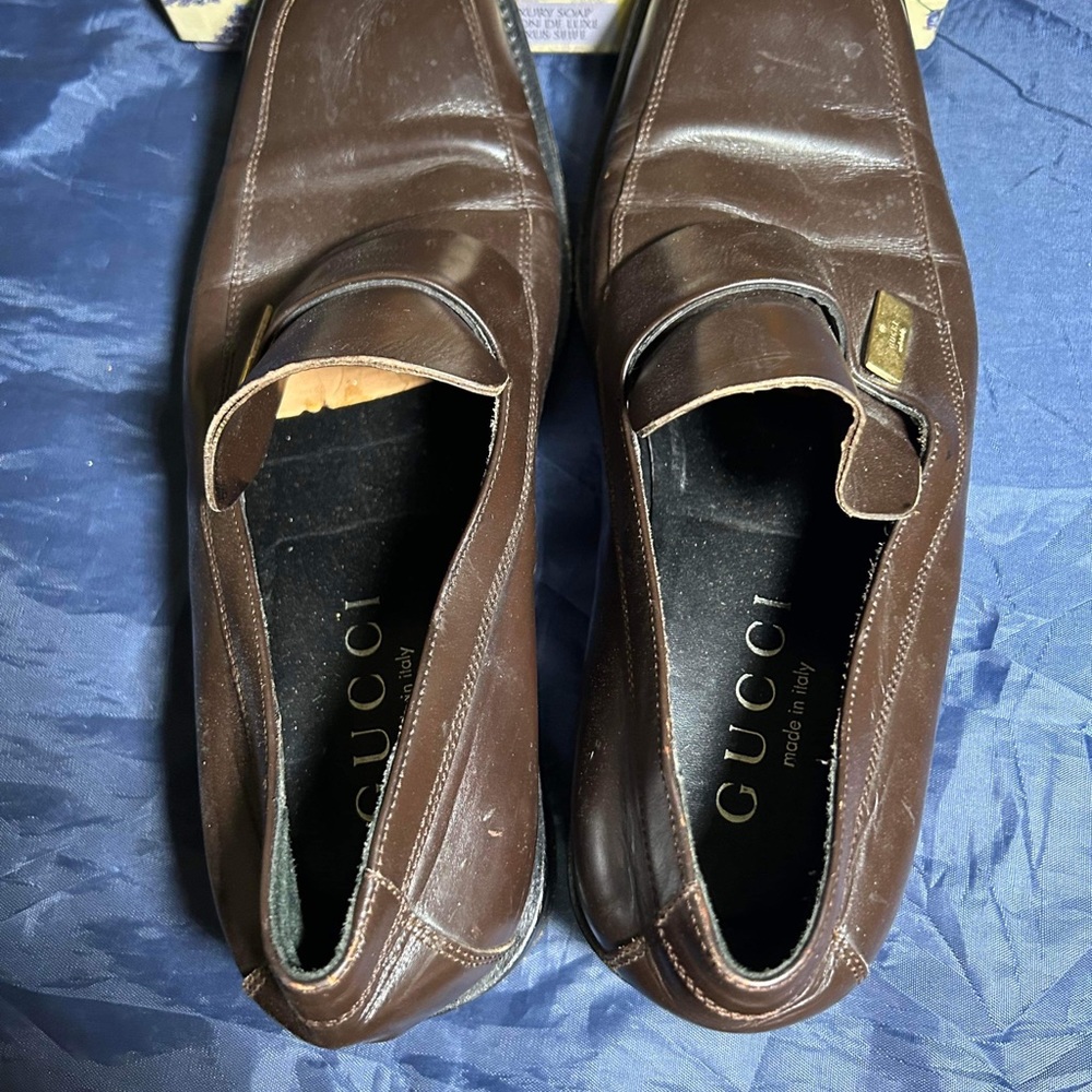 Gucci Brown Leather Dress Shoes Sz 8.5 E - Picture 7 of 12
